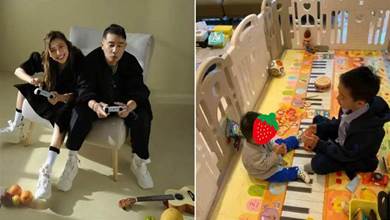 53歲陳小春二胎兒子罕露面「軟萌可愛」，Jasper陪1歲弟弟玩遊戲，拍手教弟弟童謠，畫面好溫馨：兩人是兩個小可愛