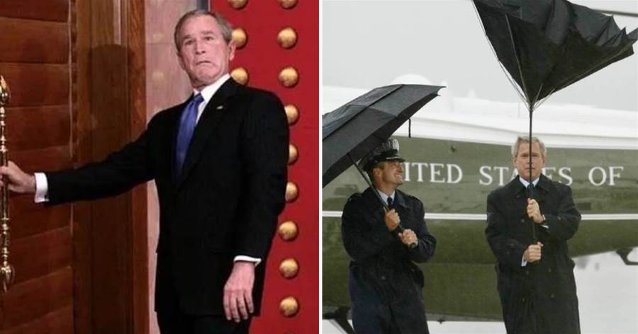 總統小布希尷尬現場：人民大會堂的門為啥打不開？一次性雨衣怎麼穿