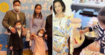 5歲霍中妍也愛擺拍，一身淑女打扮坐在桌子上，時髦品位遺傳奶奶，出生就是勝利組：含著金湯勺出生