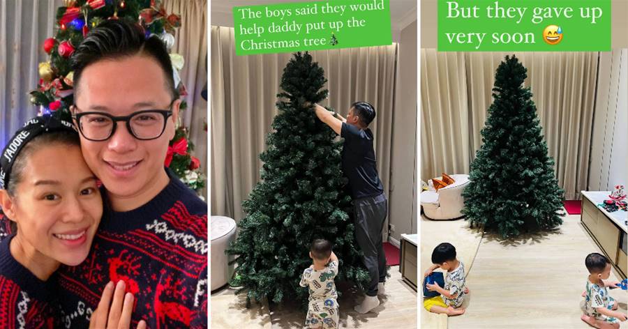 胡杏兒老公和兒子們布置圣誕樹！父子互動畫面溫馨，仨兒子「共用一張臉」太可愛