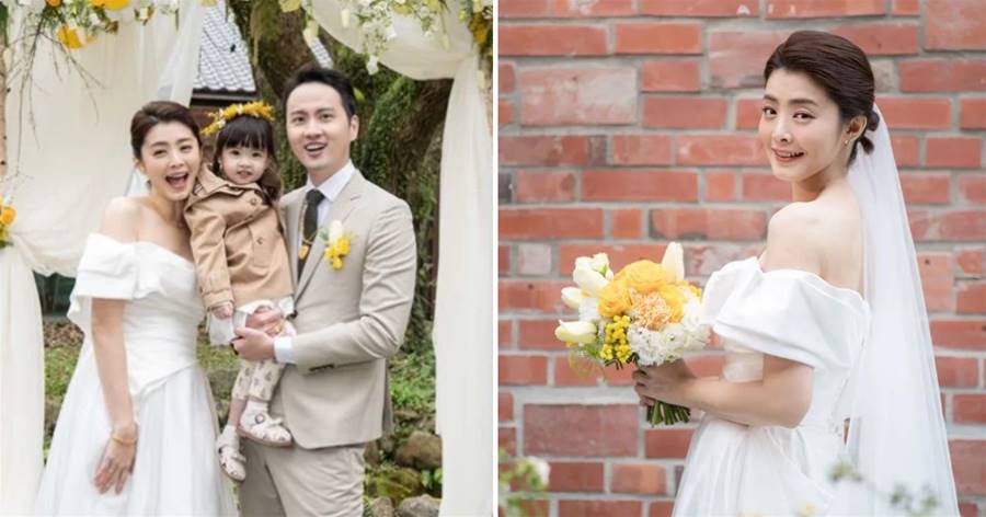 恭喜！台灣知名女星夏如芝與小7歲老公補辦婚禮，2歲女兒當花童，婚禮現場星光熠熠